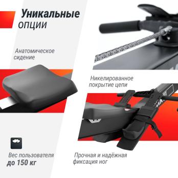 Гребной тренажер UNIX Fit аэродинамическая нагрузка / Air Rower-X черный