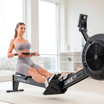 Гребной тренажер UNIX Fit аэродинамическая нагрузка / Air Rower-X черный