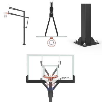 Баскетбольная стойка стационарная UNIX Line B-Stand-TG PRO 72"x42" (180 х 105 см) R45 H230-305 см