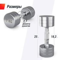 Гантель UNIX Fit PRO круглая хромированная 7 кг, 2 шт.