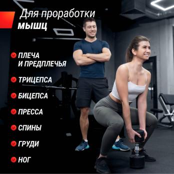 Гантель UNIX Fit PRO круглая обрезиненная 15 кг, 2 шт.