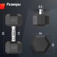 Гантель гексагональная UNIX Fit обрезиненная 12,5 кг, 2 шт.