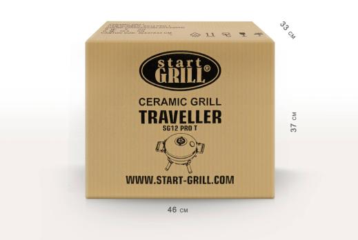 Портативный керамический гриль TRAVELLER 12 дюймов (черный) (30,5 см)