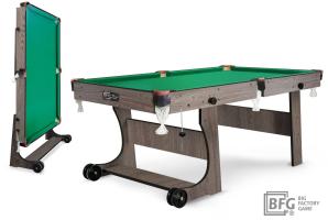 Бильярд BFG Compact Light 5 (Анкор) (РП, анкор темный (ЛДСП), ЛДСП_16, Manchester 45 Yellow green ш1,98м, Х/б сетка)