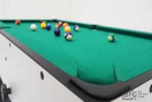 Бильярд BFG Compact Moby 4 (Стандарт) (Пул, серый/черный (ЛДСП), ЛДСП_16, Manchester 45 Yellow green ш1,98м, Х/б сетка)