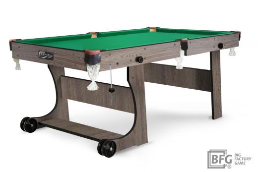 Бильярд BFG Compact Light 6 (Анкор) (Пул, анкор темный (ЛДСП), ЛДСП_16, Manchester 45 Yellow green ш1,98м, Х/б сетка)