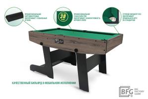 Бильярд BFG Compact Moby 4 (Анкор) (Пул, анкор/черный (ЛДСП), ЛДСП_16, Manchester 45 Yellow green ш1,98м, Х/б сетка)