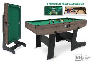 Бильярд BFG Compact Moby 4 (Анкор) (Пул, анкор/черный (ЛДСП), ЛДСП_16, Manchester 45 Yellow green ш1,98м, Х/б сетка)