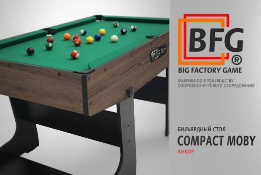 Бильярд BFG Compact Moby 4 (Анкор) (Пул, анкор/черный (ЛДСП), ЛДСП_16, Manchester 45 Yellow green ш1,98м, Х/б сетка)