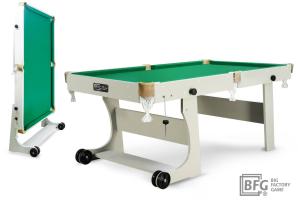 Бильярд BFG Compact Light 5 (Серый) (Пул, серый (ЛДСП), ЛДСП_16, Manchester 45 Yellow green ш1,98м, Х/б сетка)