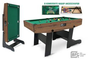 Бильярд BFG Compact Moby 4 (Аризона) (Пул, аризона/черный (ЛДСП), ЛДСП_16, Manchester 45 Yellow green ш1,98м, Х/б сетка)