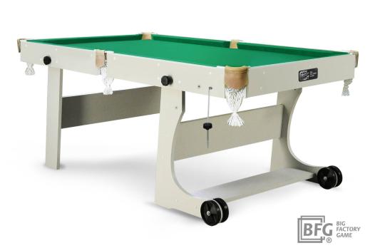 Бильярд BFG Compact Light 6 (Серый) (Пул, серый (ЛДСП), ЛДСП_16, Manchester 45 Yellow green ш1,98м, Х/б сетка)
