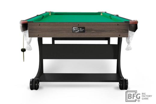 Бильярд BFG Compact Light 5 (Анкор+черный) (Пул, анкор/черный (ЛДСП), ЛДСП_16, Manchester 45 Yellow green ш1,98м, Х/б сетка)