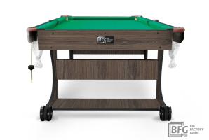 Бильярд BFG Compact Light 5 (Анкор) (Пул, анкор темный (ЛДСП), ЛДСП_16, Manchester 45 Yellow green ш1,98м, Х/б сетка)