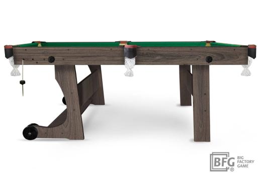 Бильярд BFG Compact Light 5 (Анкор) (Пул, анкор темный (ЛДСП), ЛДСП_16, Manchester 45 Yellow green ш1,98м, Х/б сетка)
