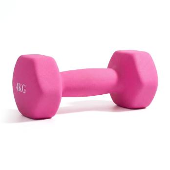 Гантель неразборная гексагональная неопрен 4 кг (розовая) VictoryFit VF-DHN040