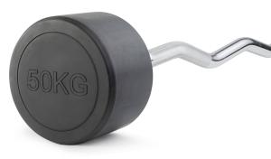 Штанга неразборная обрезиненная 50 кг. Изогнутый гриф. VictoryFit VF-DX5500