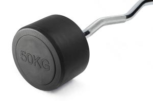 Штанга неразборная обрезиненная 50 кг. Изогнутый гриф. VictoryFit VF-DX5500