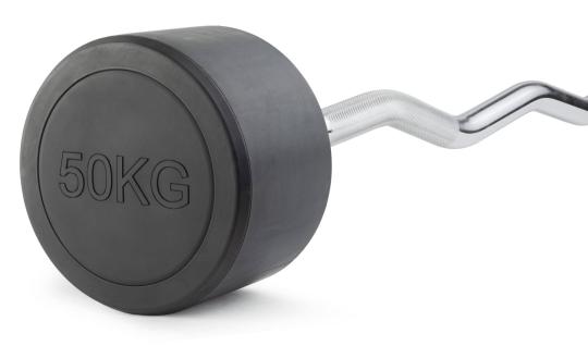 Штанга неразборная обрезиненная 50 кг. Изогнутый гриф. VictoryFit VF-DX5500