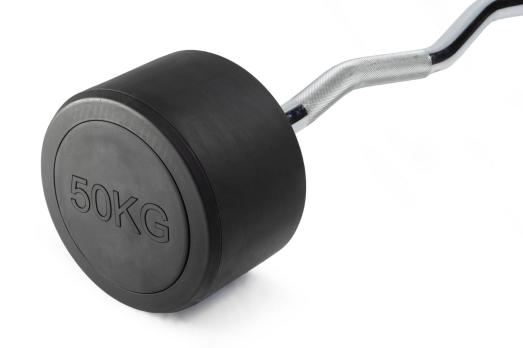 Штанга неразборная обрезиненная 50 кг. Изогнутый гриф. VictoryFit VF-DX5500