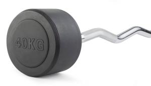 Штанга неразборная обрезиненная 40 кг. Изогнутый гриф. VictoryFit VF-DX5400