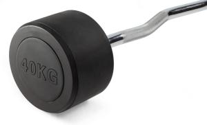 Штанга неразборная обрезиненная 40 кг. Изогнутый гриф. VictoryFit VF-DX5400