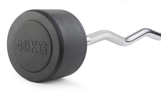 Штанга неразборная обрезиненная 40 кг. Изогнутый гриф. VictoryFit VF-DX5400