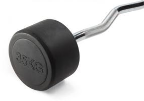 Штанга неразборная обрезиненная 35 кг. Изогнутый гриф. VictoryFit VF-DX5350