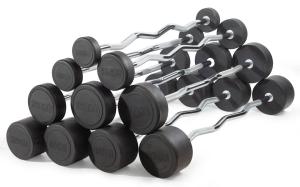 Штанга неразборная обрезиненная 35 кг. Изогнутый гриф. VictoryFit VF-DX5350