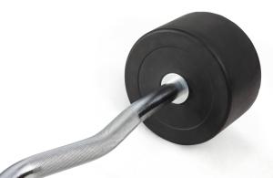 Штанга неразборная обрезиненная 35 кг. Изогнутый гриф. VictoryFit VF-DX5350
