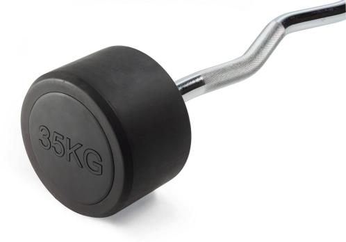 Штанга неразборная обрезиненная 35 кг. Изогнутый гриф. VictoryFit VF-DX5350
