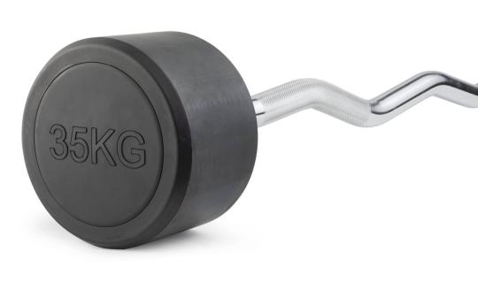Штанга неразборная обрезиненная 35 кг. Изогнутый гриф. VictoryFit VF-DX5350