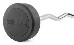 Штанга неразборная обрезиненная 30 кг. Изогнутый гриф. VictoryFit VF-DX5300