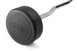 Штанга неразборная обрезиненная 30 кг. Изогнутый гриф. VictoryFit VF-DX5300
