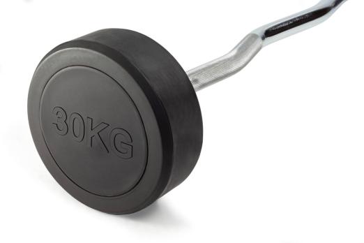 Штанга неразборная обрезиненная 30 кг. Изогнутый гриф. VictoryFit VF-DX5300
