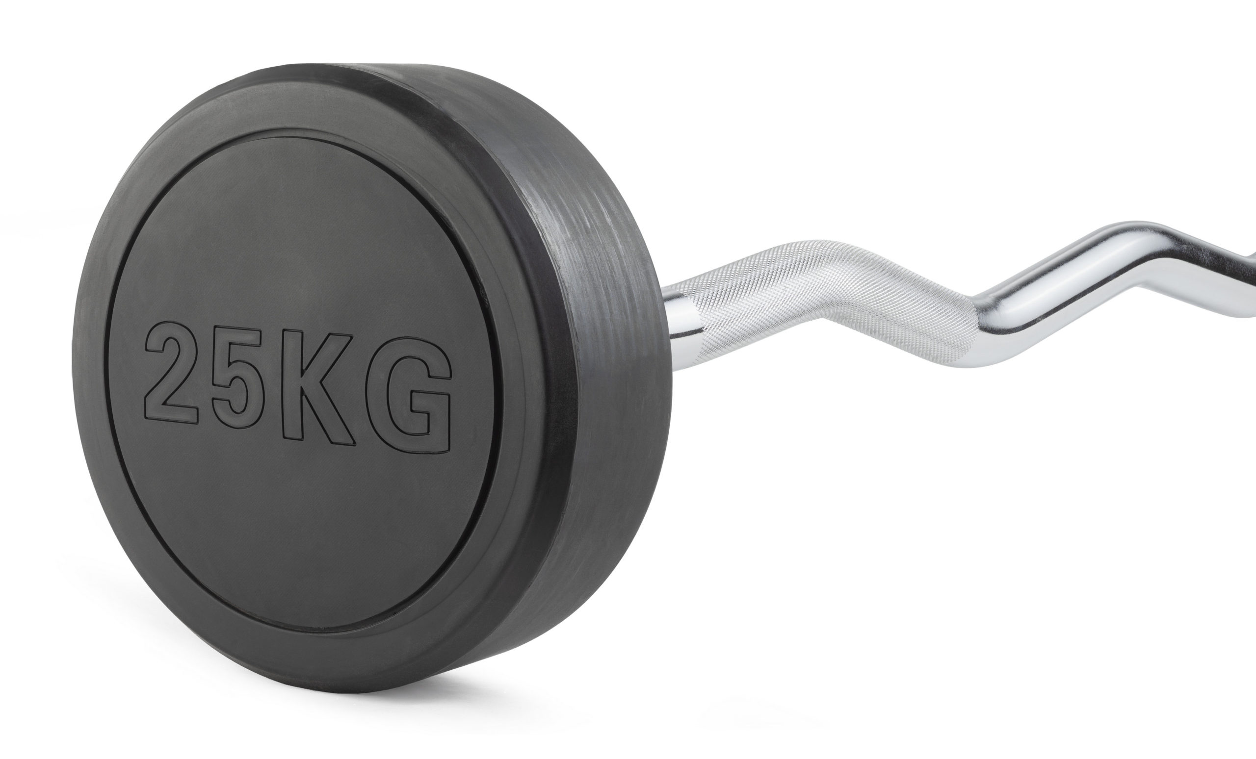 Штанга неразборная обрезиненная 25 кг. Изогнутый гриф. VictoryFit VF-DX5250