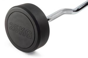 Штанга неразборная обрезиненная 25 кг. Изогнутый гриф. VictoryFit VF-DX5250