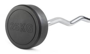 Штанга неразборная обрезиненная 25 кг. Изогнутый гриф. VictoryFit VF-DX5250