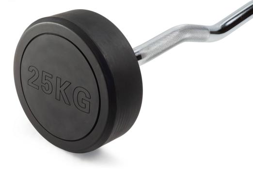 Штанга неразборная обрезиненная 25 кг. Изогнутый гриф. VictoryFit VF-DX5250