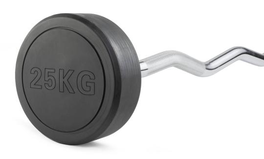 Штанга неразборная обрезиненная 25 кг. Изогнутый гриф. VictoryFit VF-DX5250
