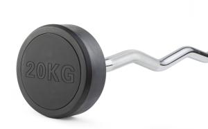 Штанга неразборная обрезиненная 20 кг. Изогнутый гриф. VictoryFit VF-DX5200