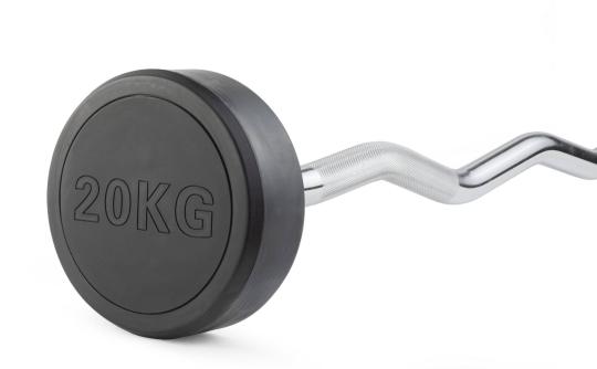 Штанга неразборная обрезиненная 20 кг. Изогнутый гриф. VictoryFit VF-DX5200