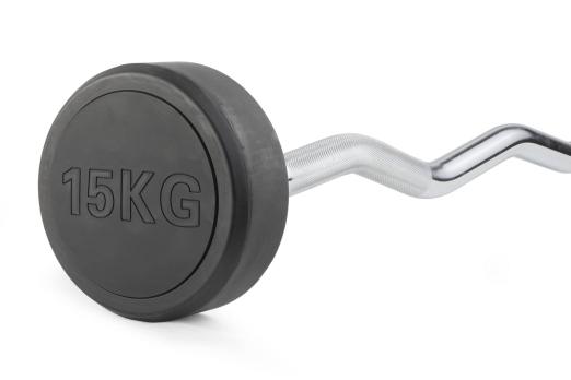 Штанга неразборная обрезиненная 15 кг. Изогнутый гриф. VictoryFit VF-DX5150