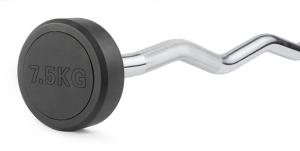 Штанга неразборная обрезиненная 7,5 кг. Изогнутый гриф. VictoryFit VF-DX5075