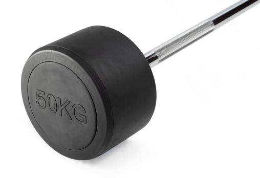 Штанга неразборная обрезиненная 50 кг. Прямой гриф. VictoryFit VF-DX4500