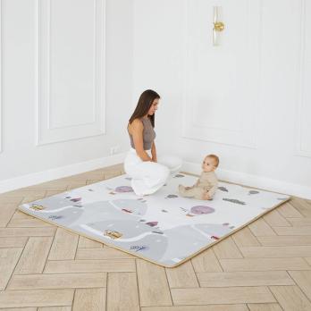 Манеж UNIX Kids Deluxe / Делюкс серый180 x 200 см, с баскетбольным кольцом и ковриком