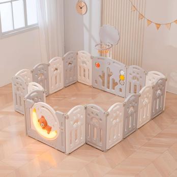 Манеж UNIX Kids Deluxe / Делюкс серый,180 x 200 см, с баскетбольным кольцом и ковриком