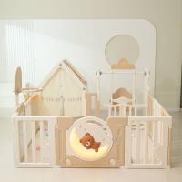 Манеж UNIX Kids DeLuxe House / Делюкс Дом бежевый, 180 x 200 см, с баскетбольной стойкой, доской для рисования, ковриком для игр