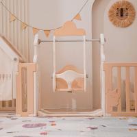 Манеж UNIX Kids DeLuxe House / Делюкс Дом бежевый, 180 x 200 см, с баскетбольной стойкой, доской для рисования, ковриком для игр