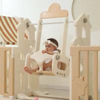 Манеж UNIX Kids DeLuxe House&Storage / Делюкс дом и стеллаж бежевый 180 x 200 см, с игровым домиком, баскетбольной стойкой, доской для рисования, качелями + место для хранения игрушек